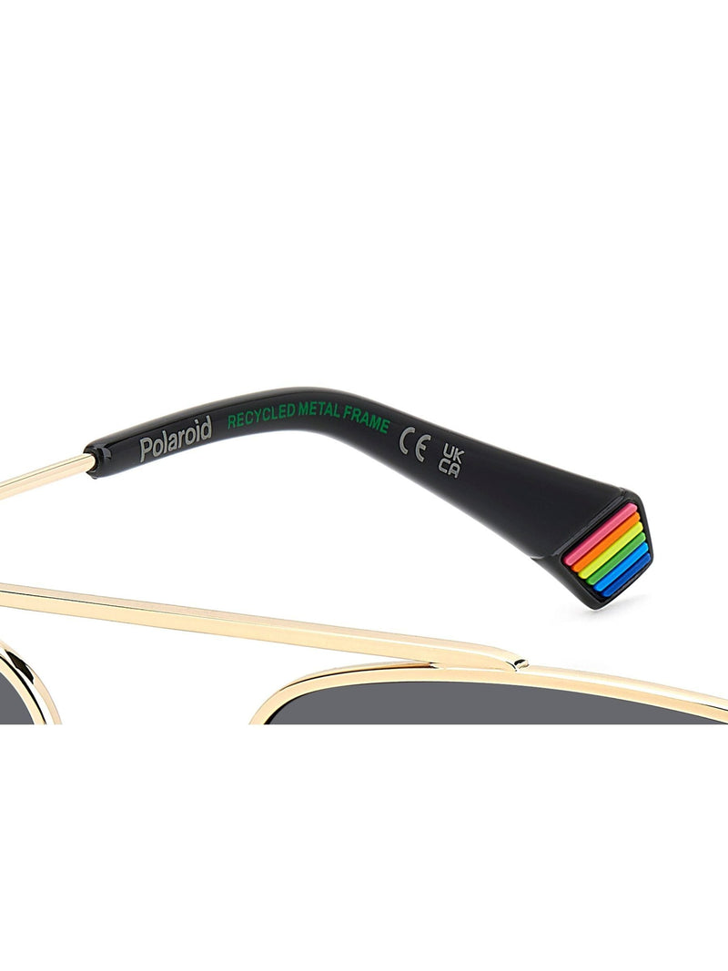 Polaroid gold rectangular metal sunglasses with double bridge - British product