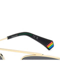 Polaroid gold rectangular metal sunglasses with double bridge - British product