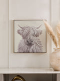 Neutral Hamish the Highland Cow 3D carved framed wall art (British brand)