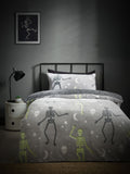 Catherine Lansfield Grey Halloween Skeleton Fleece Duvet Cover Set - British product