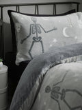 Catherine Lansfield Grey Halloween Skeleton Fleece Duvet Cover Set - British product