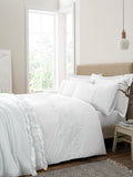 White Embroidery Floral Cotton Duvet Cover Set - British product