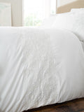 White Embroidery Floral Cotton Duvet Cover Set - British product