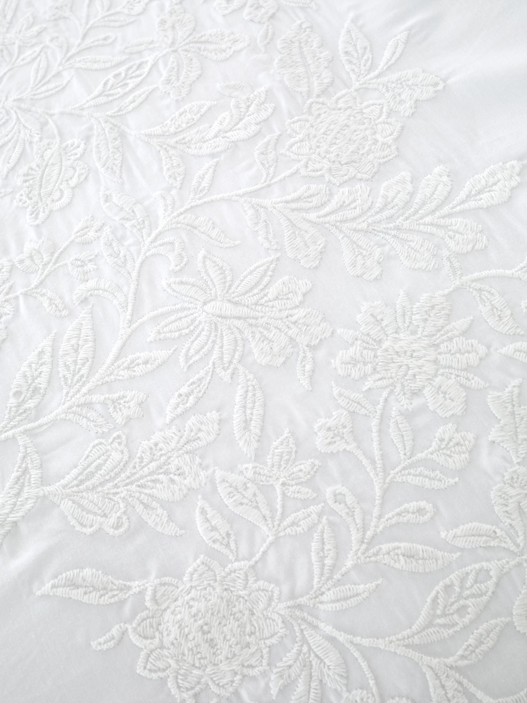 Bianca White Embroidery Floral Cotton Duvet Cover Set