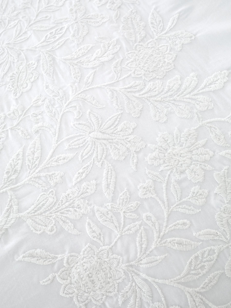 Bianca White Embroidery Floral Cotton Duvet Cover Set
