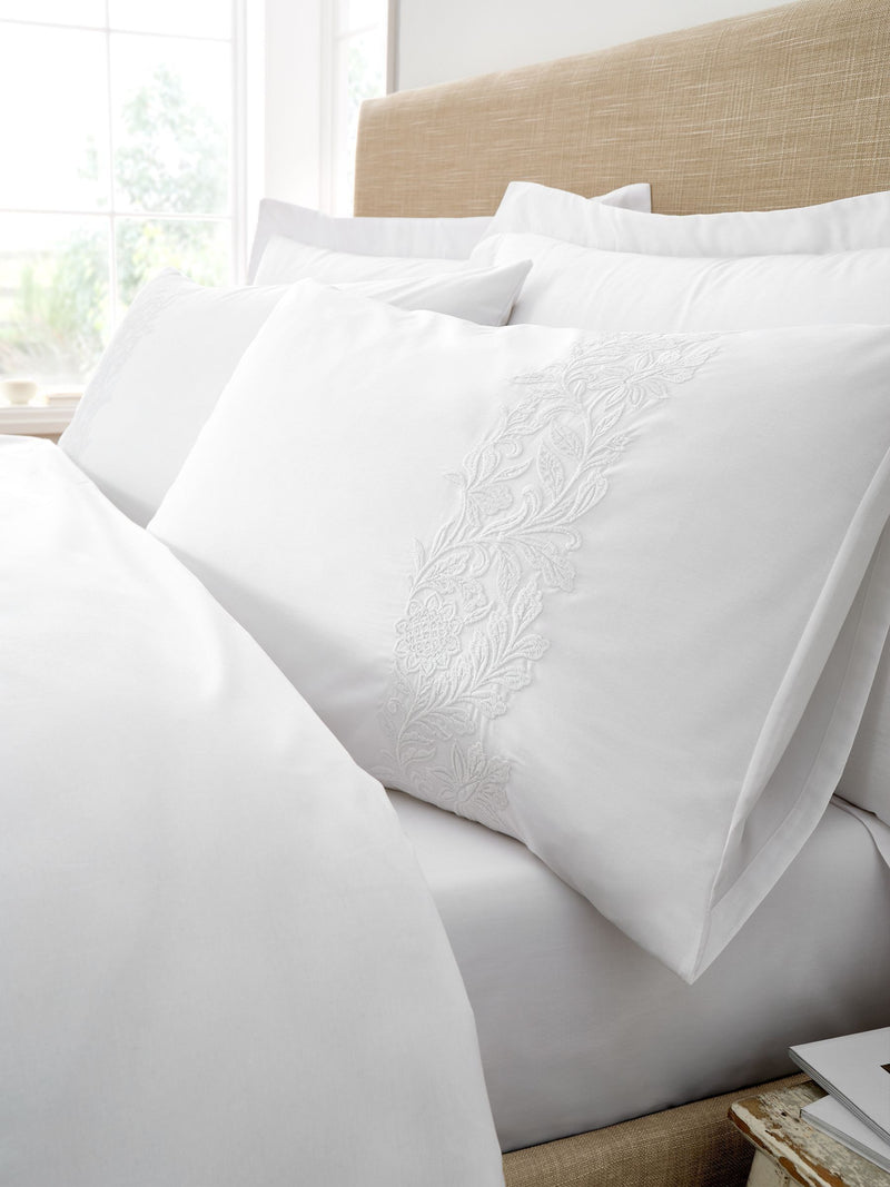 Bianca White Embroidery Floral Cotton Duvet Cover Set