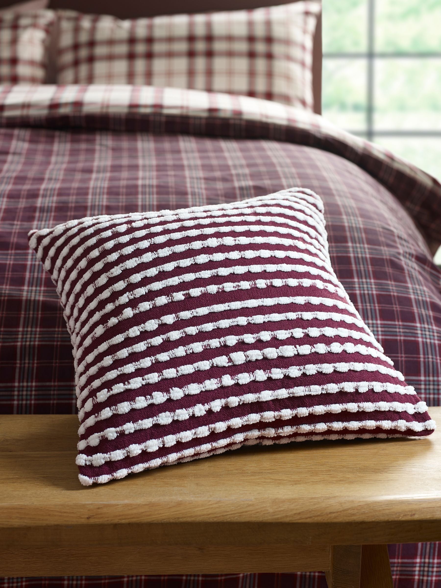 Catherine Lansfield Plum Stab Stitch Cushion