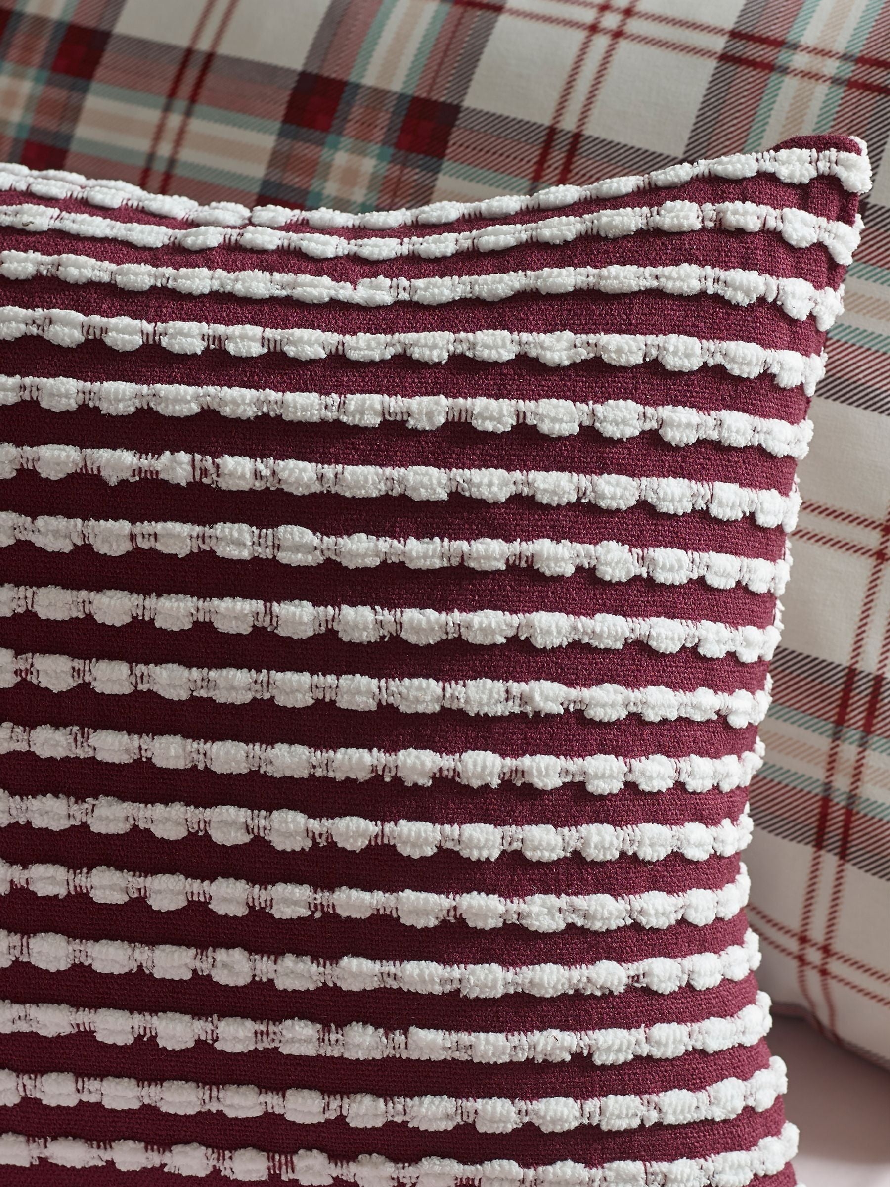 Catherine Lansfield Plum Stab Stitch Cushion