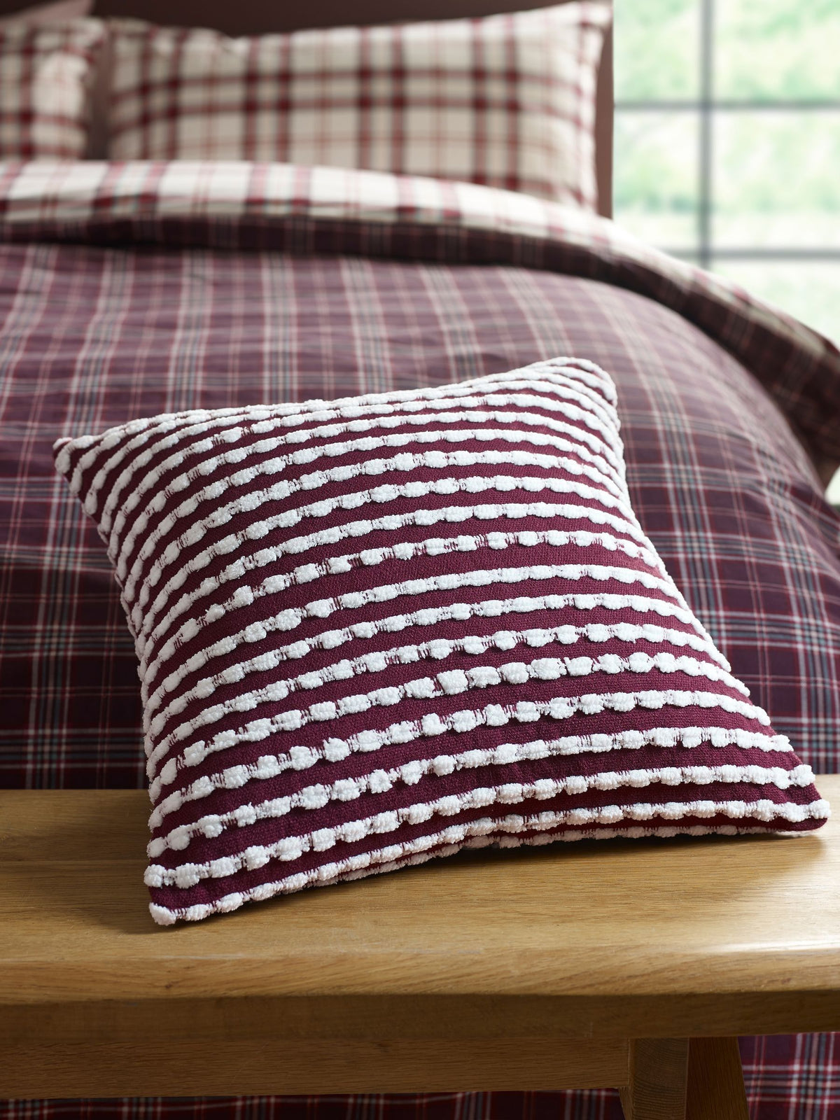 Catherine Lansfield Plum Stab Stitch Cushion