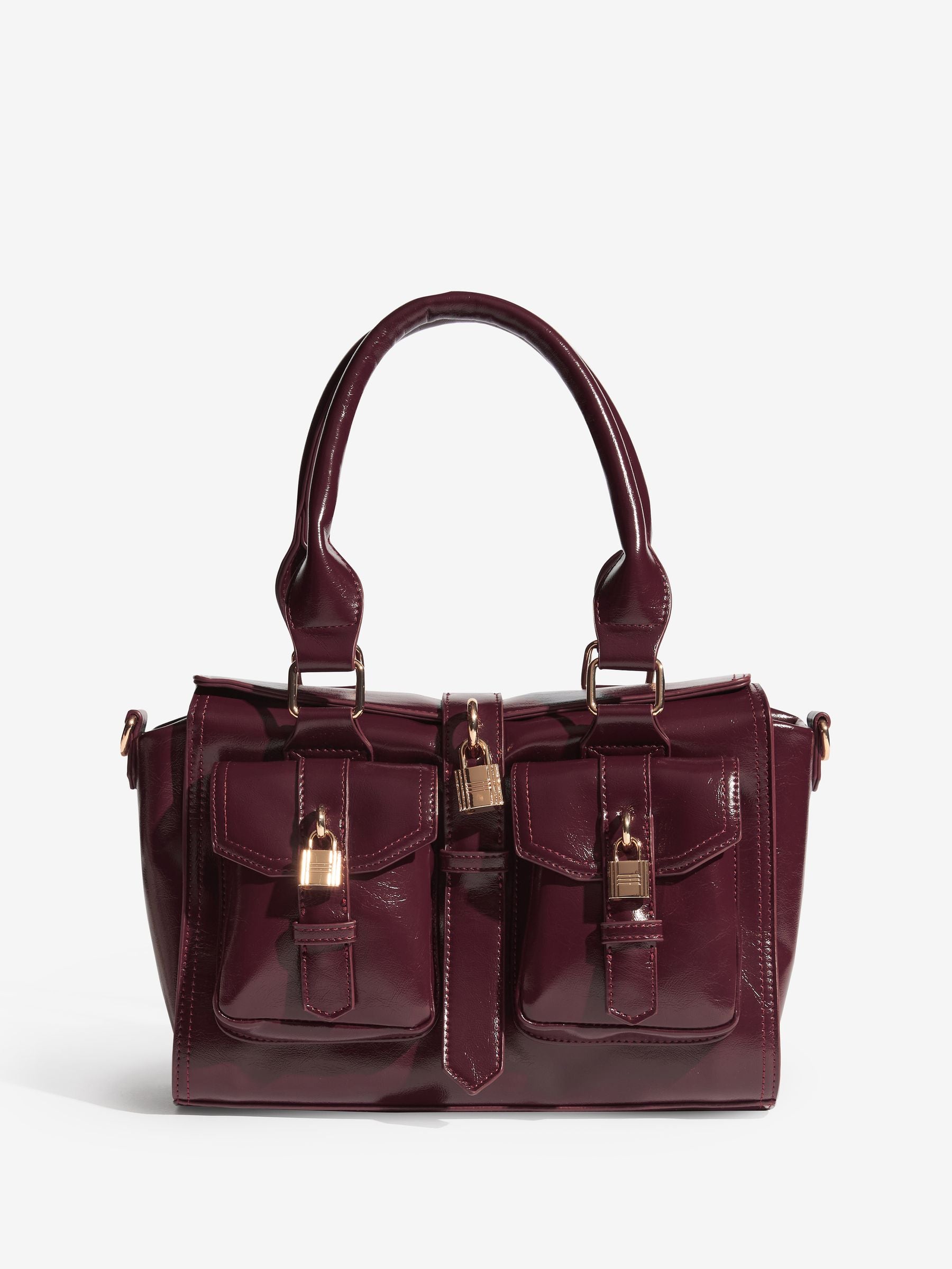 Friends Like These Burgundy Red Padlock Pocket Bag