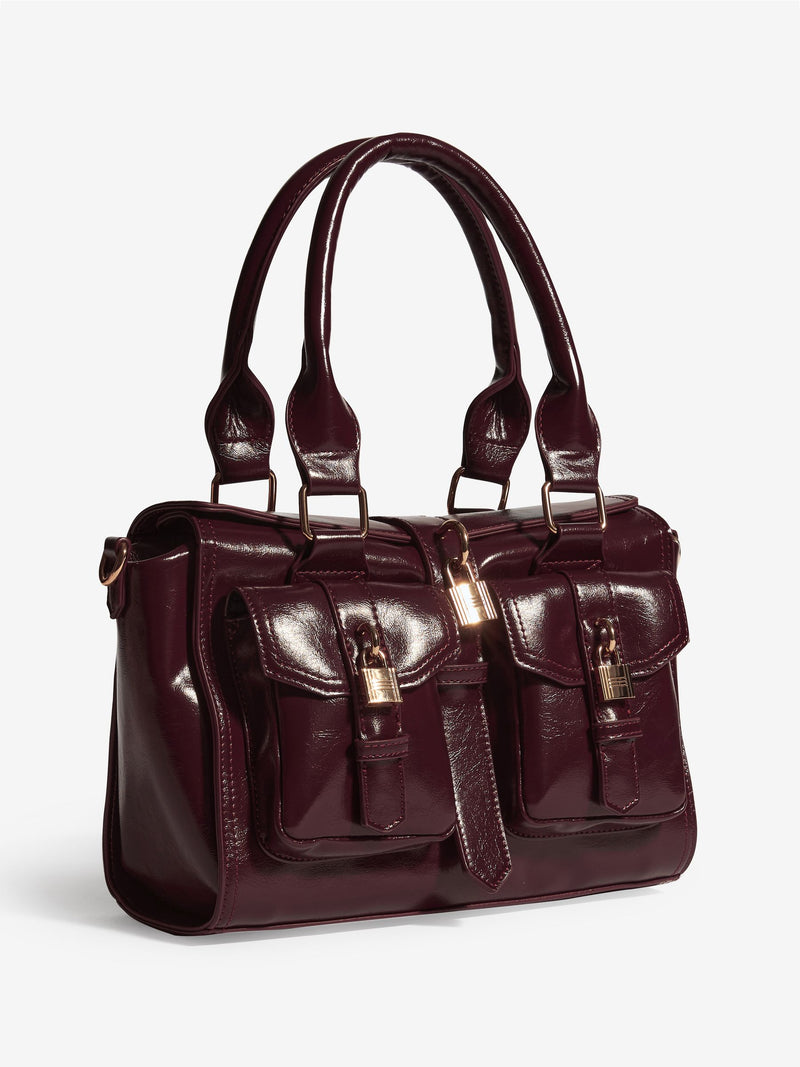 Friends Like These Burgundy Red Padlock Pocket Bag