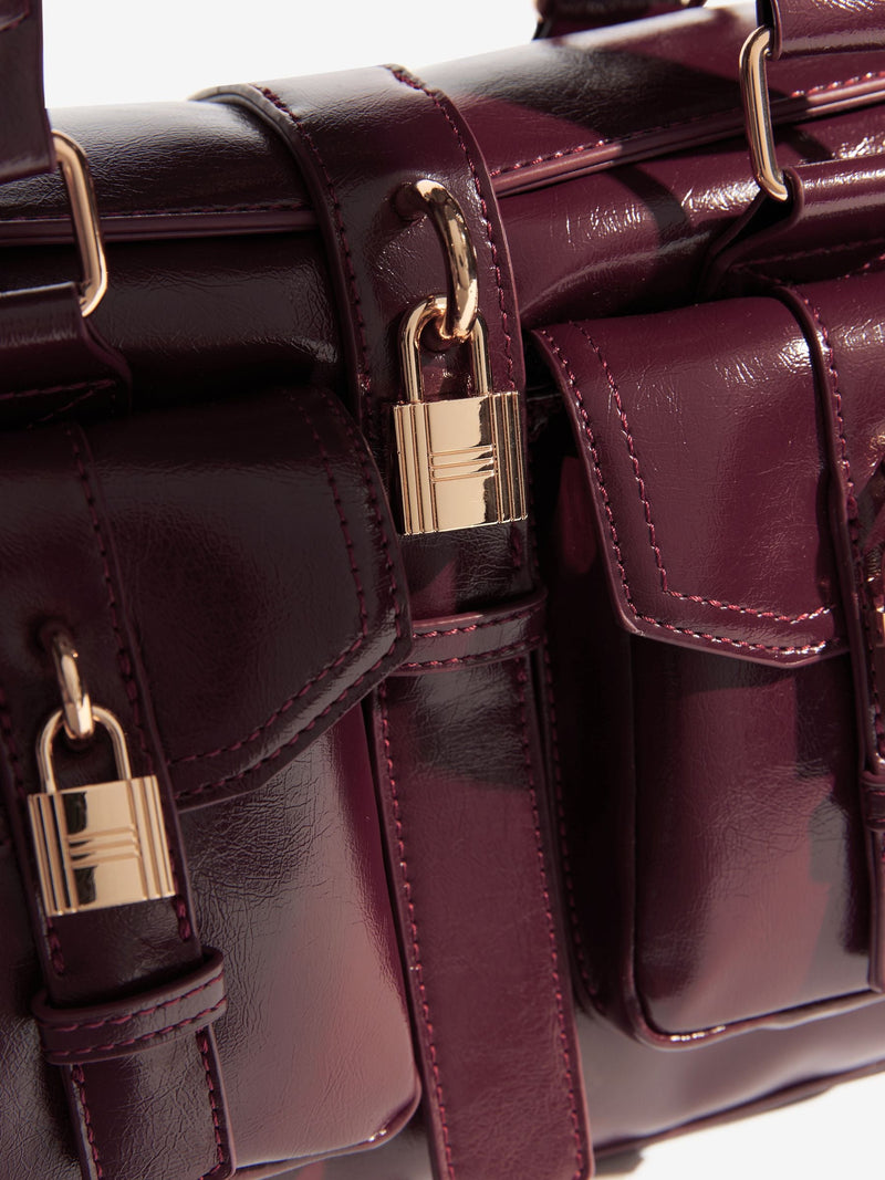 Friends Like These Burgundy Red Padlock Pocket Bag