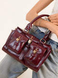 Friends Like These Burgundy Red Padlock Pocket Bag