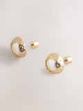 Pearl white effect stud earrings recycled brass - British product