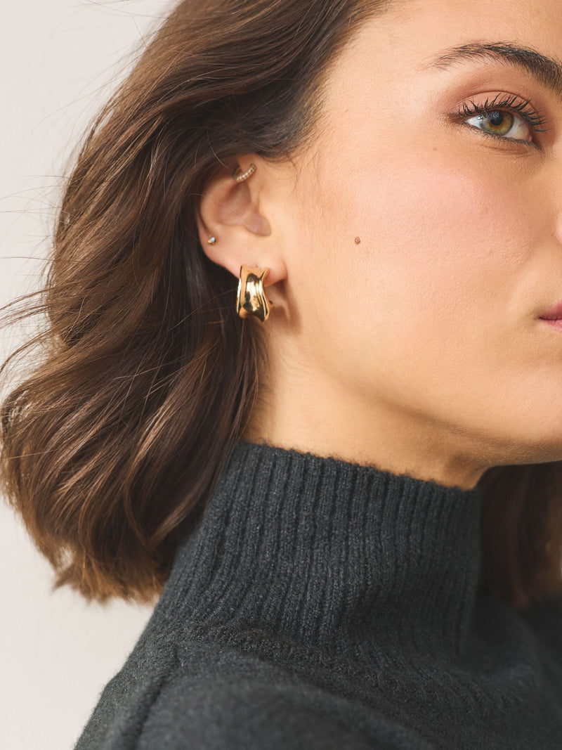 Gold tone wide hoop earrings, UK version
