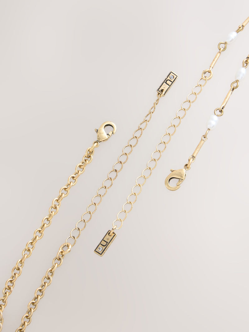 Gold tone tassel chain layered necklace (British brand)