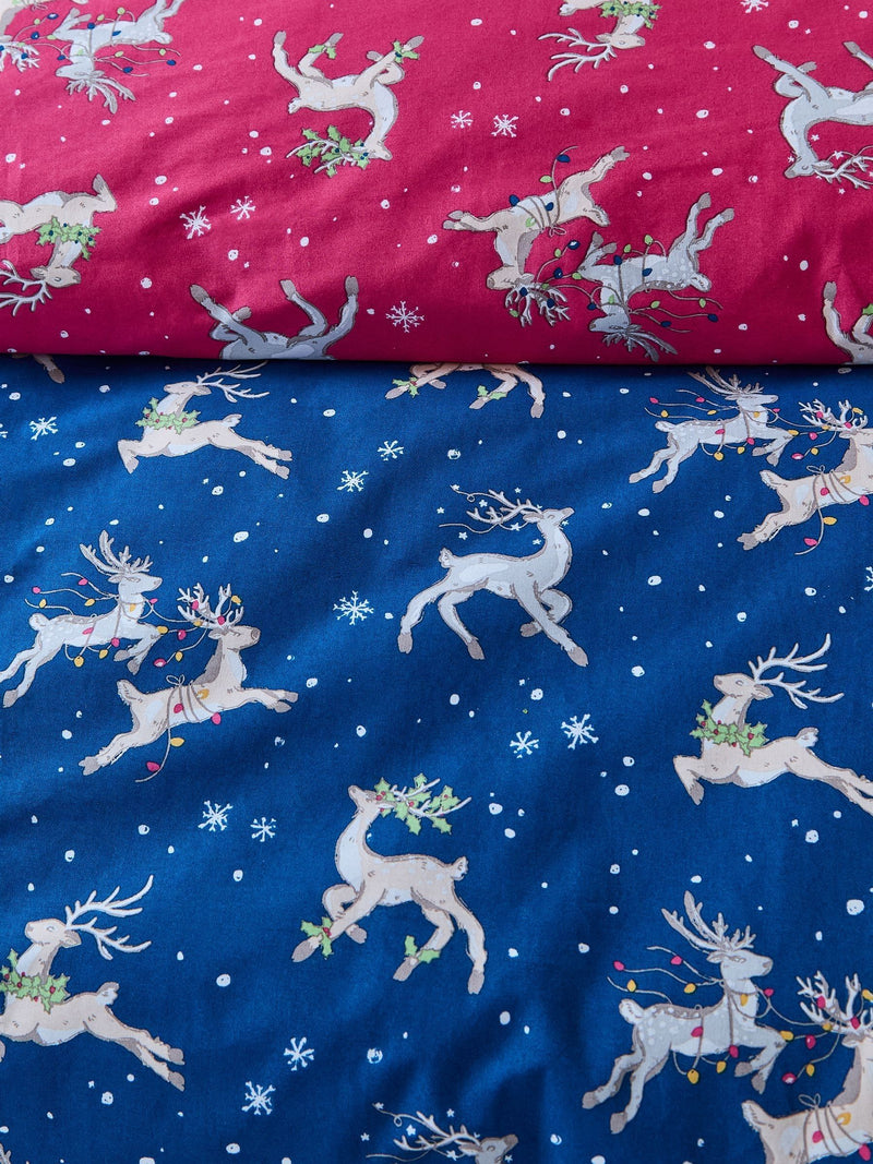 Their Nibs Blue Christmas Reindeer duvet cover set (British brand)