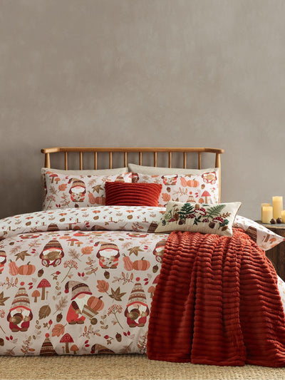 Next Catherine Lansfield Natural Autumn Woodland Gonks Non-Iron Duvet Cover Set- Buy online at McGrocer