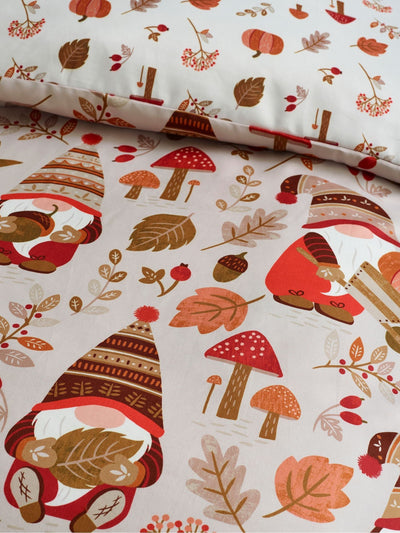 Next Catherine Lansfield Natural Autumn Woodland Gonks Non-Iron Duvet Cover Set- Buy online at McGrocer