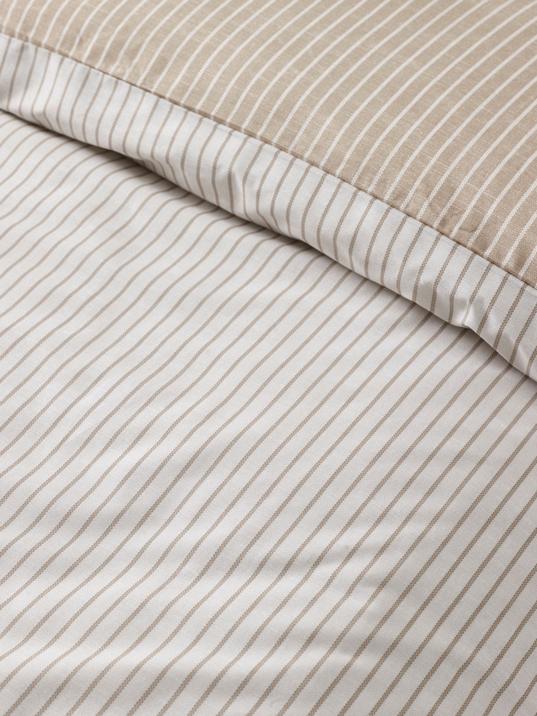 Catherine Lansfield Naturale Oxford Nadelstreifen Wendbare Bettbezug-Garnitur - britisches Produkt