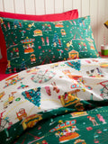 Belle & Boo Green Christmas Fairground Cotton Duvet Cover Set