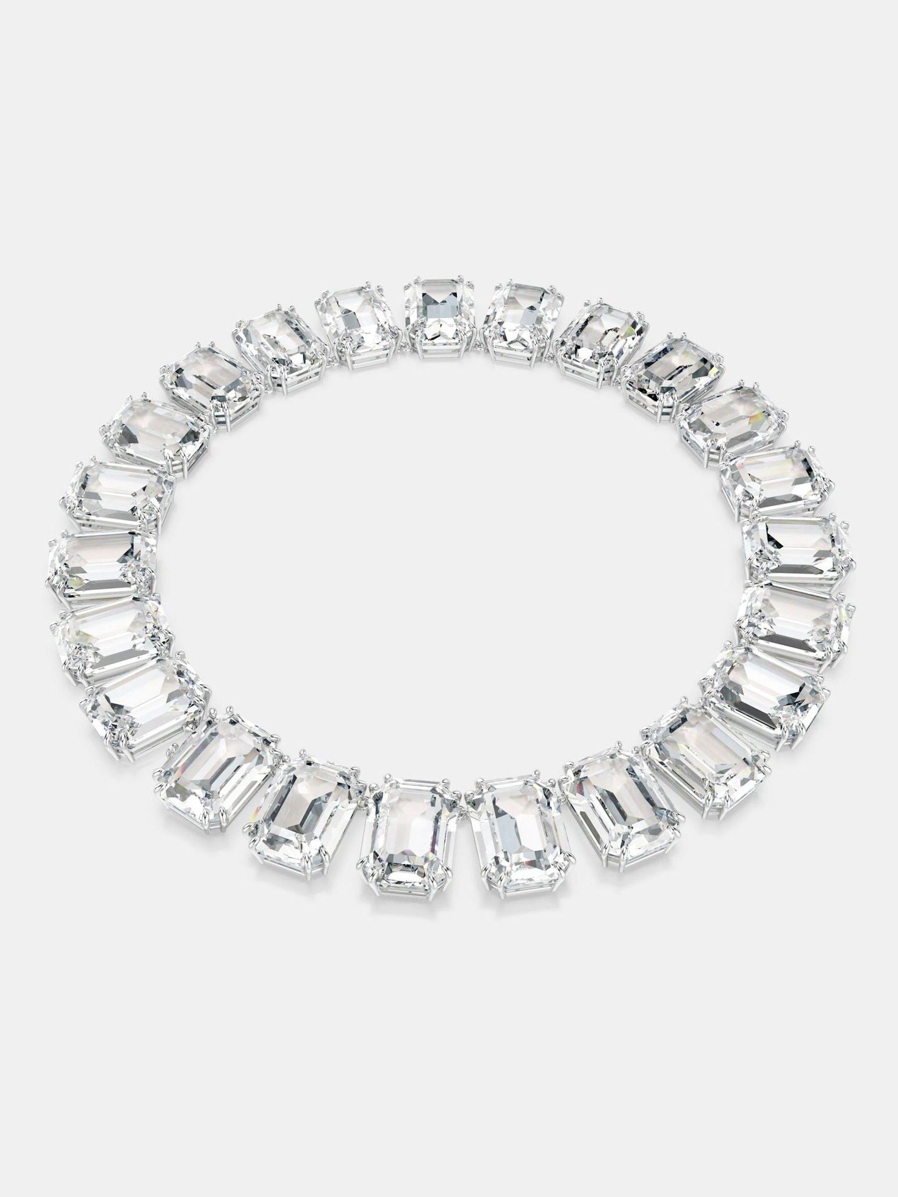 Swarovski White Rhodium Plated Crystal Tennis Necklace (British brand)