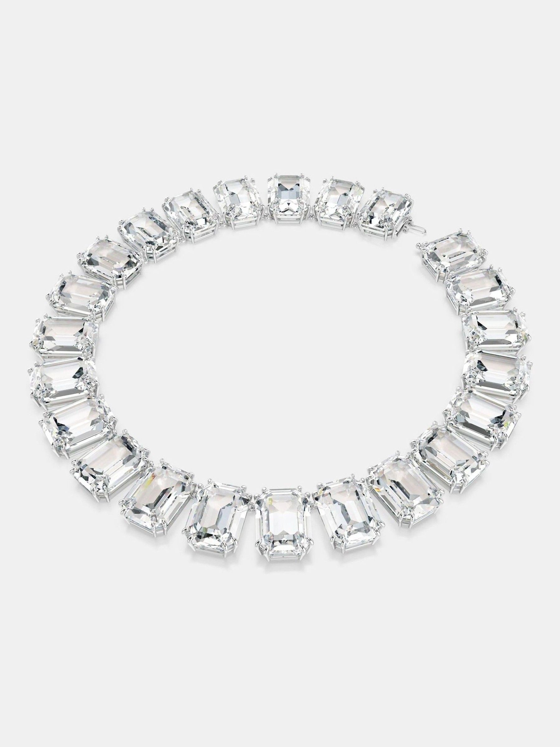 Swarovski White Rhodium Plated Crystal Tennis Necklace (British brand)