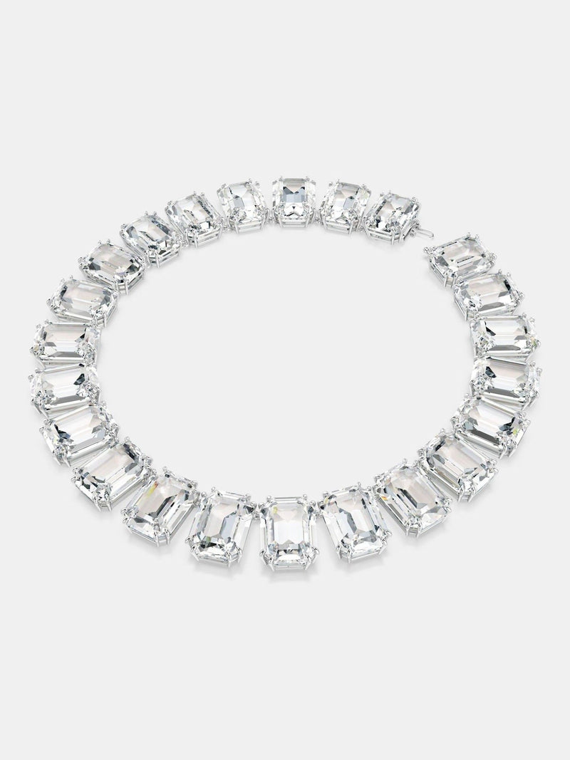 Swarovski White Rhodium Plated Crystal Tennis Necklace (British brand)