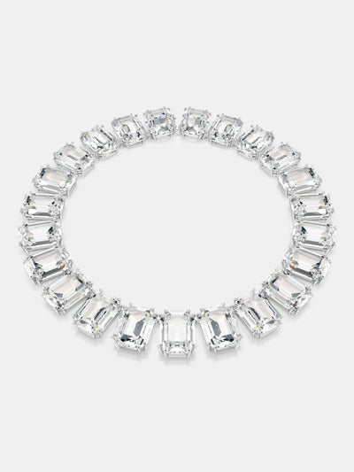 Swarovski Weiß Rhodinierter Oktagon Schliff Millenia Tennis Halskette
