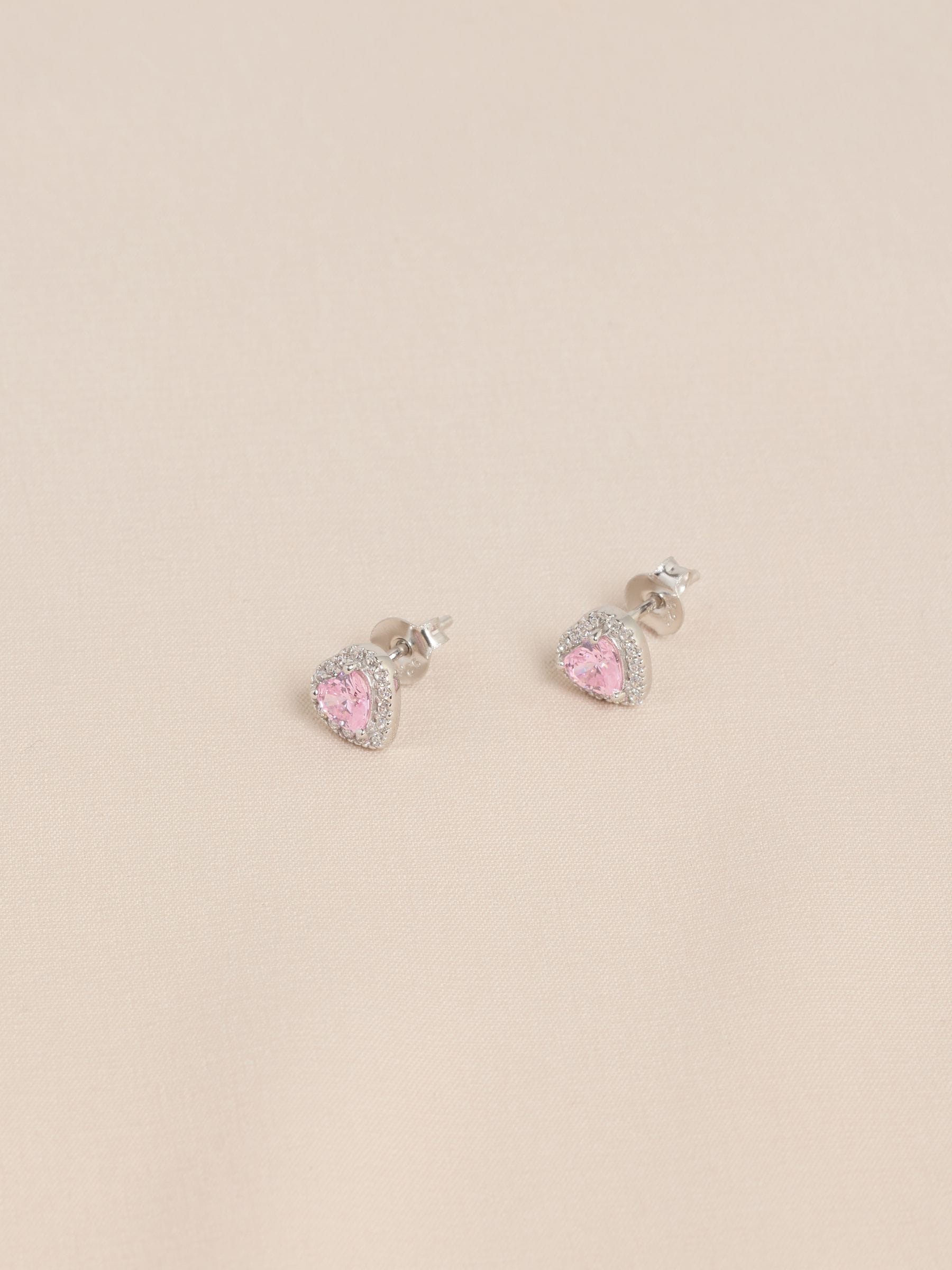 Sterling silver heart stud earrings - British product