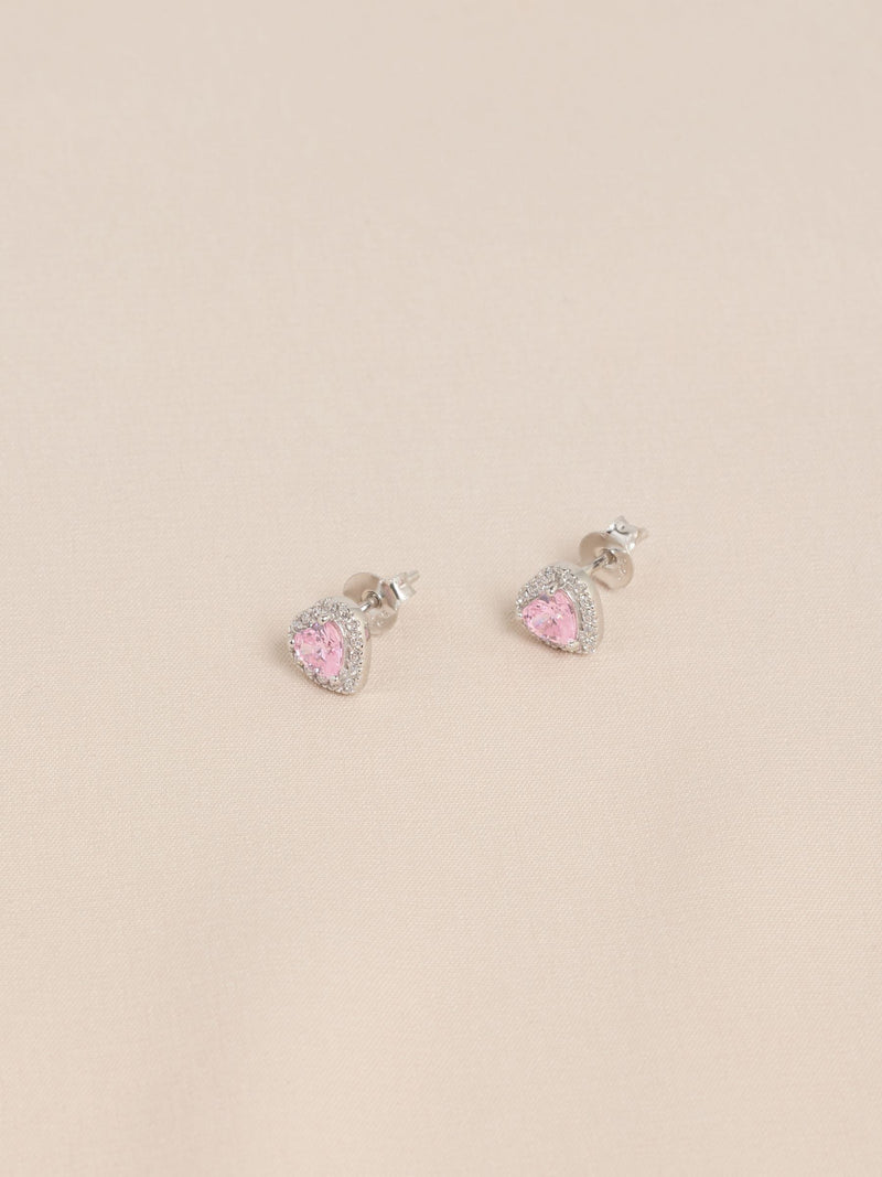 Sterling silver heart stud earrings - British product