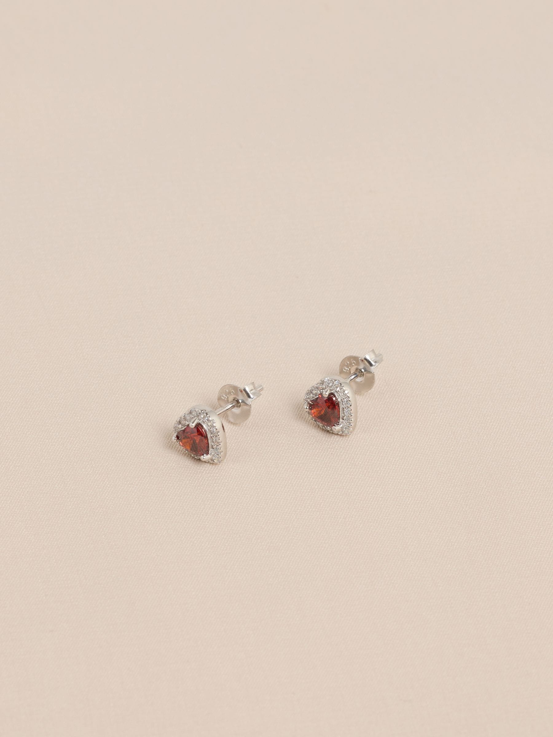 Sterling silver heart stud earrings - British product