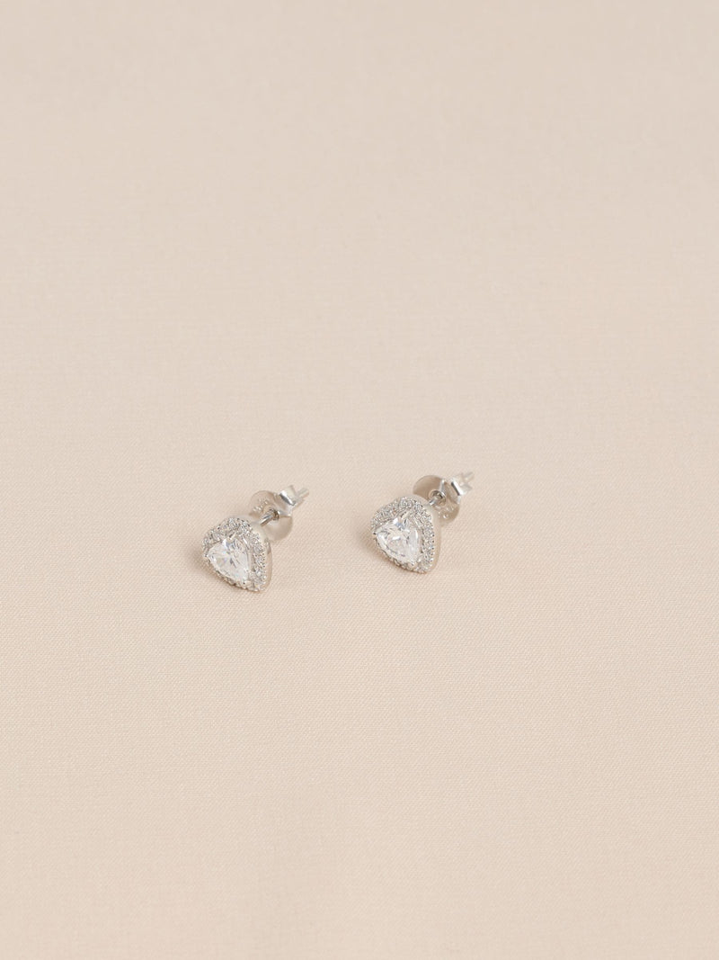 Sterling silver heart stud earrings - British product