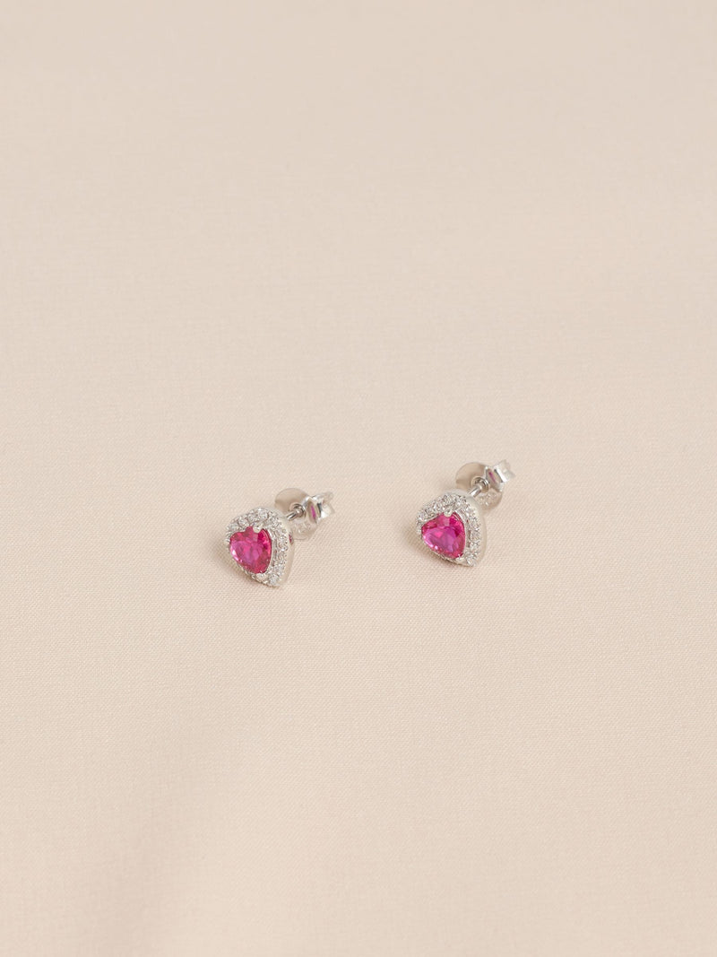 Sterling silver heart stud earrings - British product