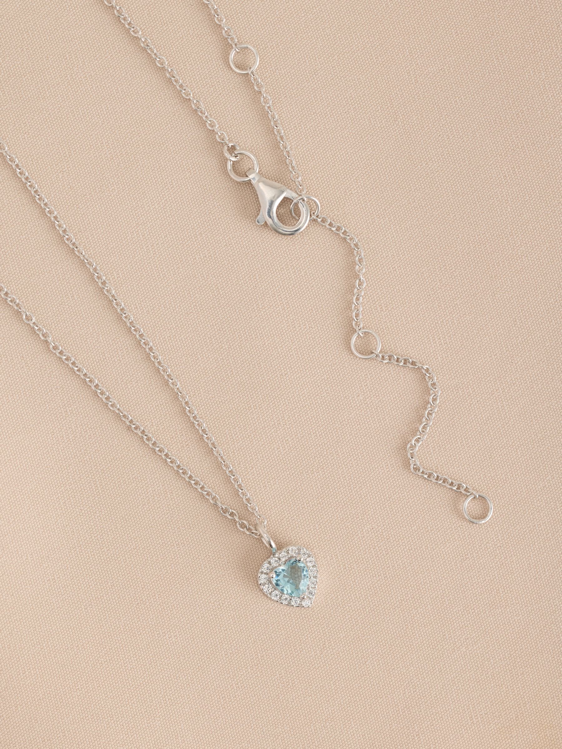 Sterling silver heart pendant necklace with cubic zirconia, UK version