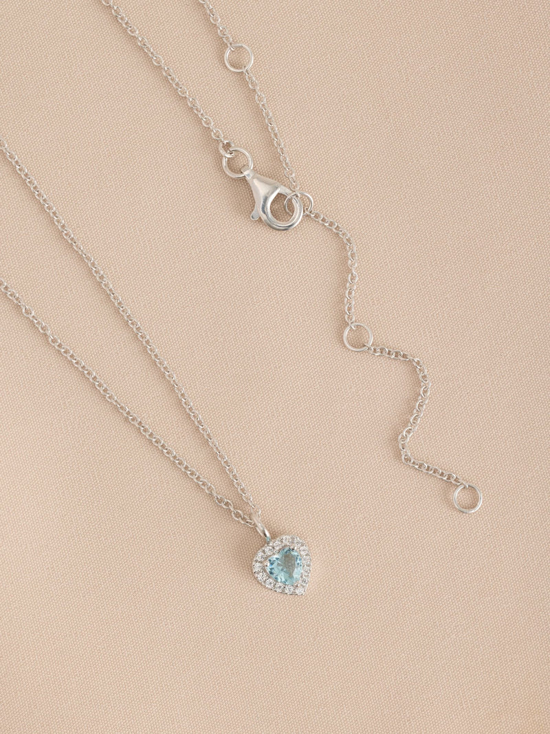 Sterling silver heart pendant necklace with cubic zirconia, UK version