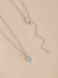 Sterling silver heart pendant necklace with cubic zirconia, UK version