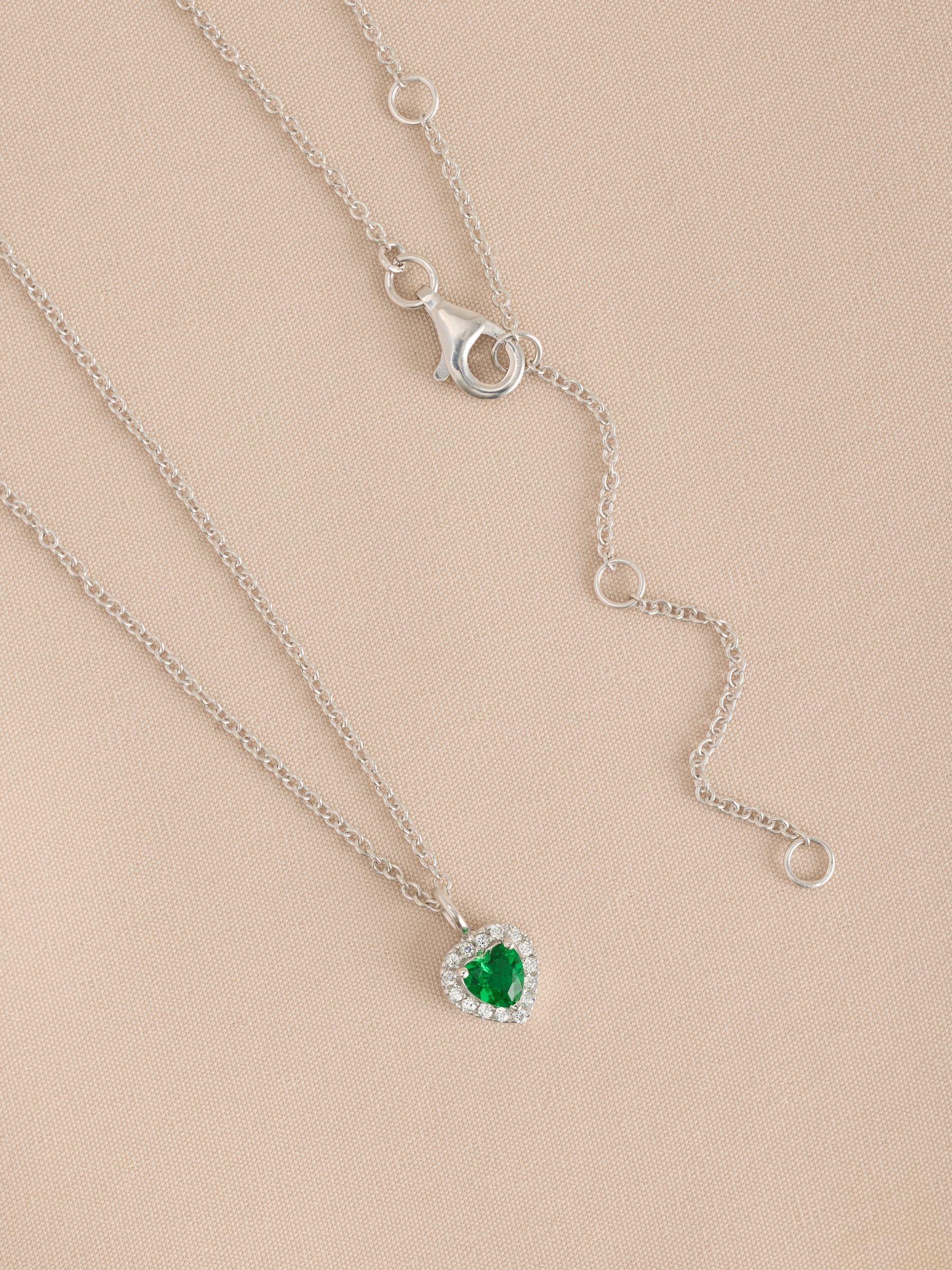 Sterling silver heart pendant necklace with cubic zirconia, UK version