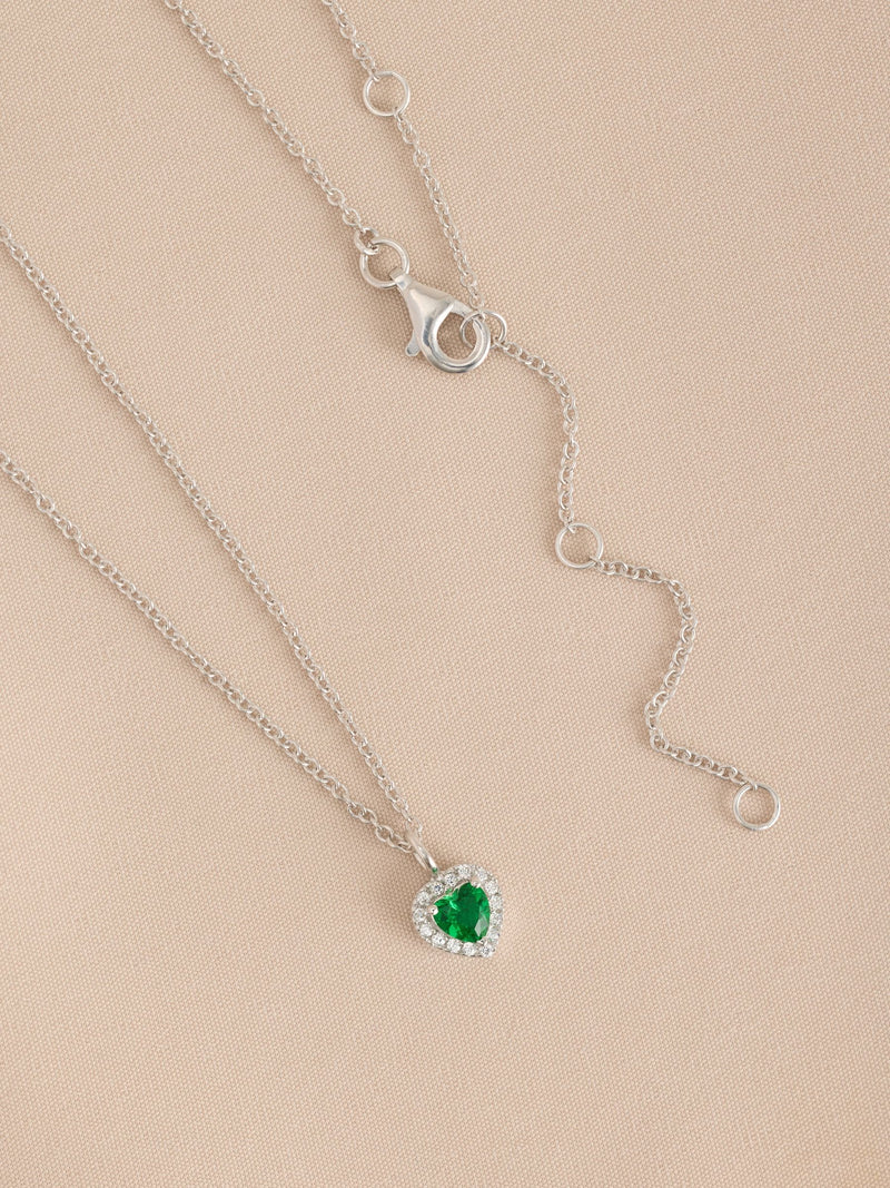 Sterling silver heart pendant necklace with cubic zirconia, UK version
