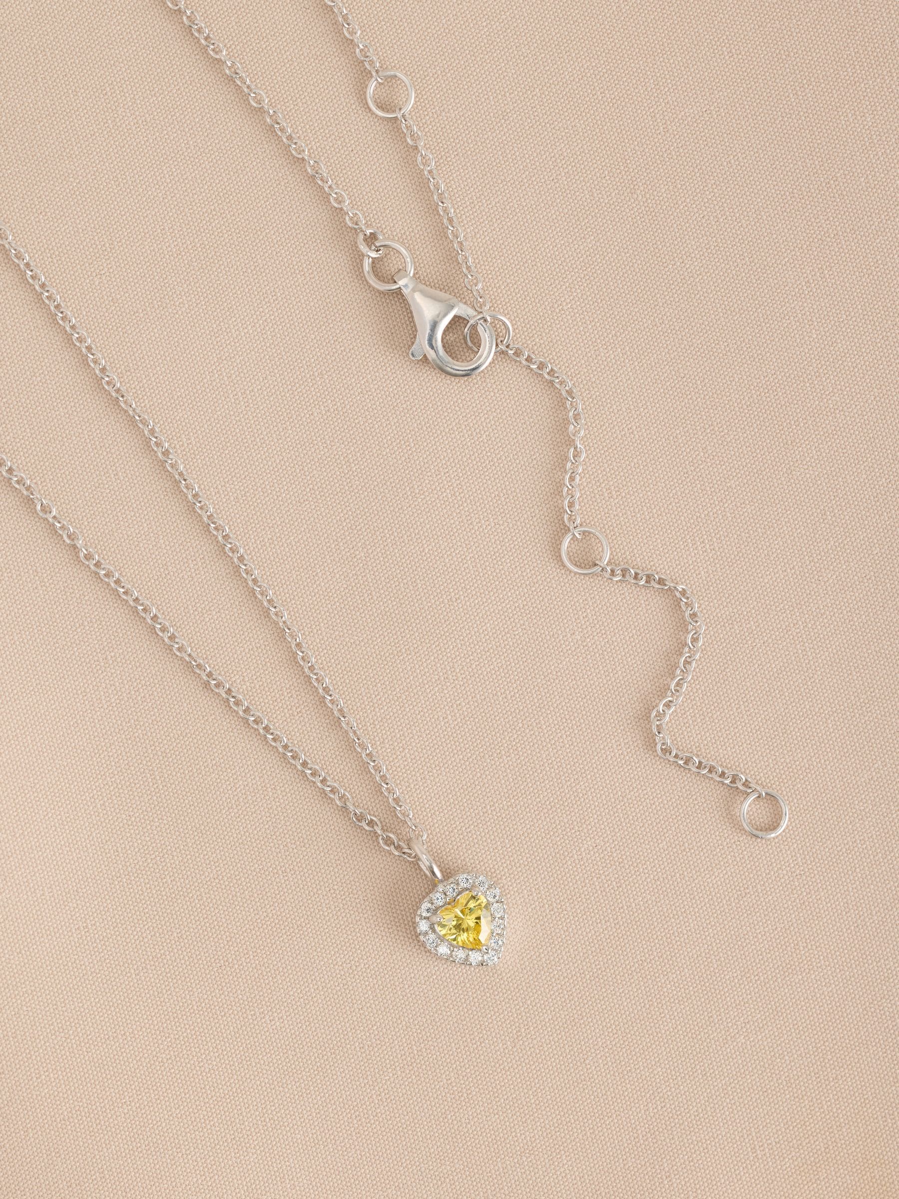 Sterling silver heart pendant necklace with cubic zirconia, UK version