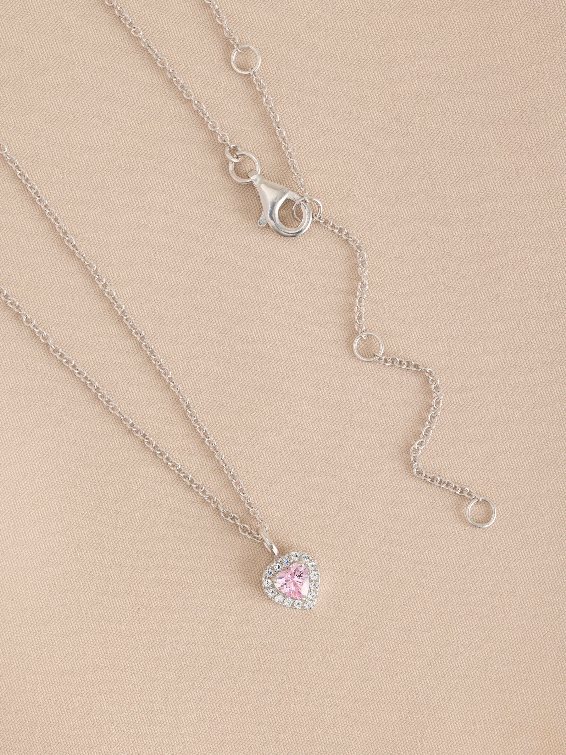 Sterling silver heart pendant necklace with cubic zirconia, UK version