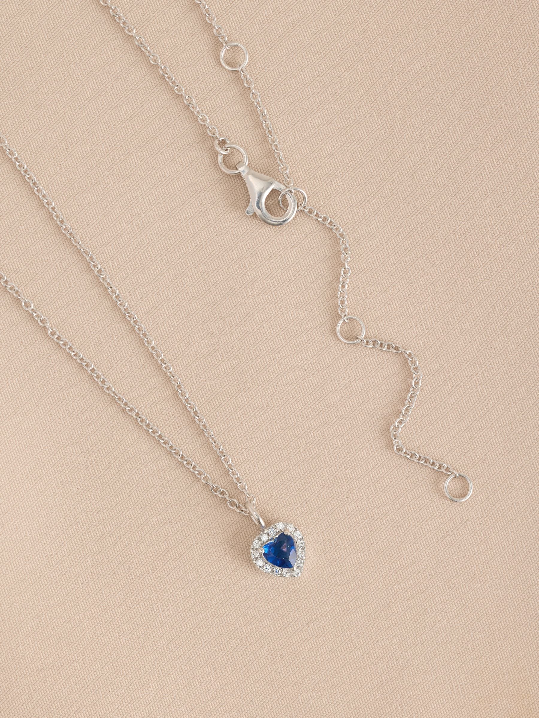 Sterling silver heart pendant necklace with cubic zirconia, UK version