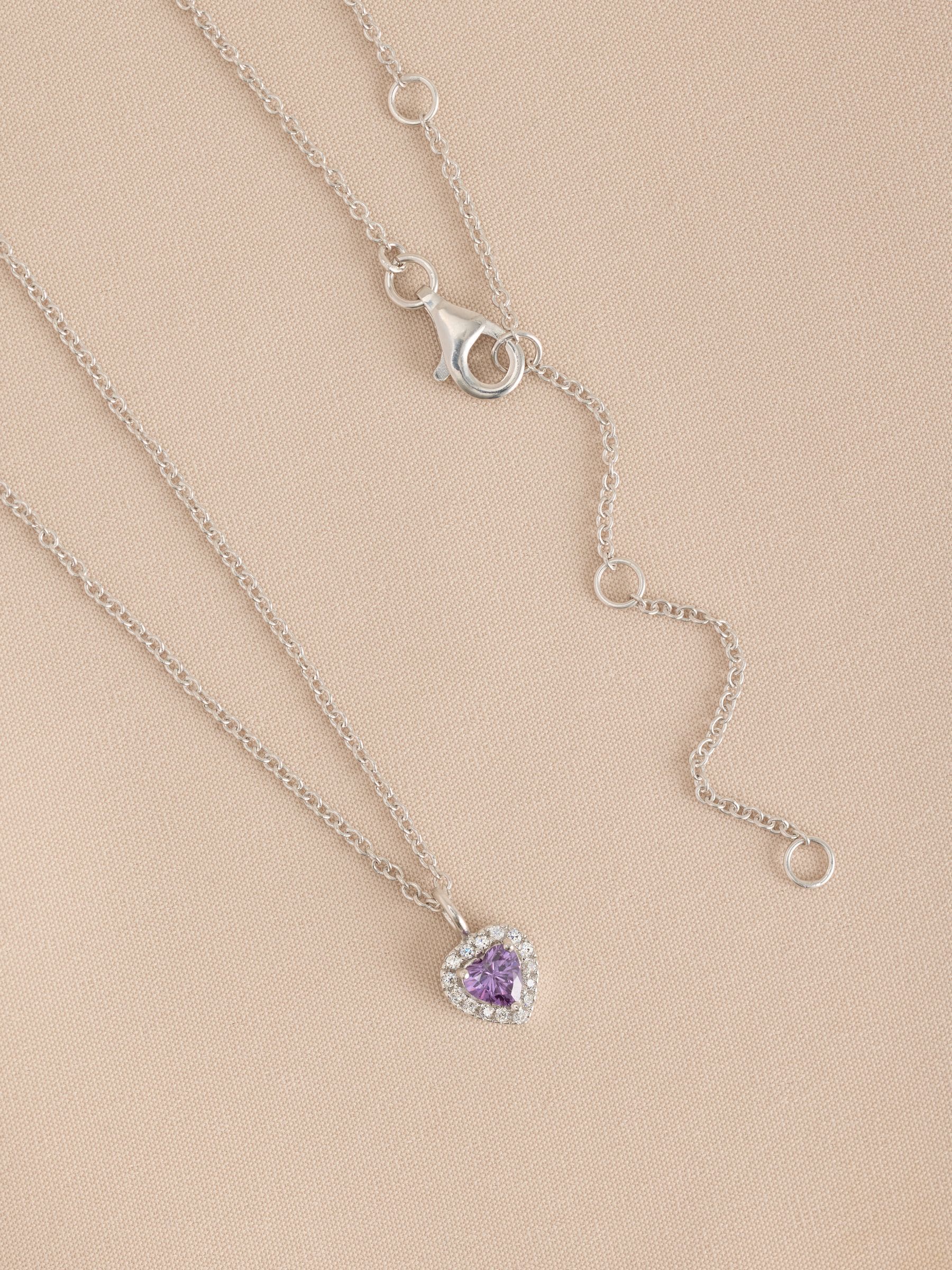 Sterling silver heart pendant necklace with cubic zirconia, UK version