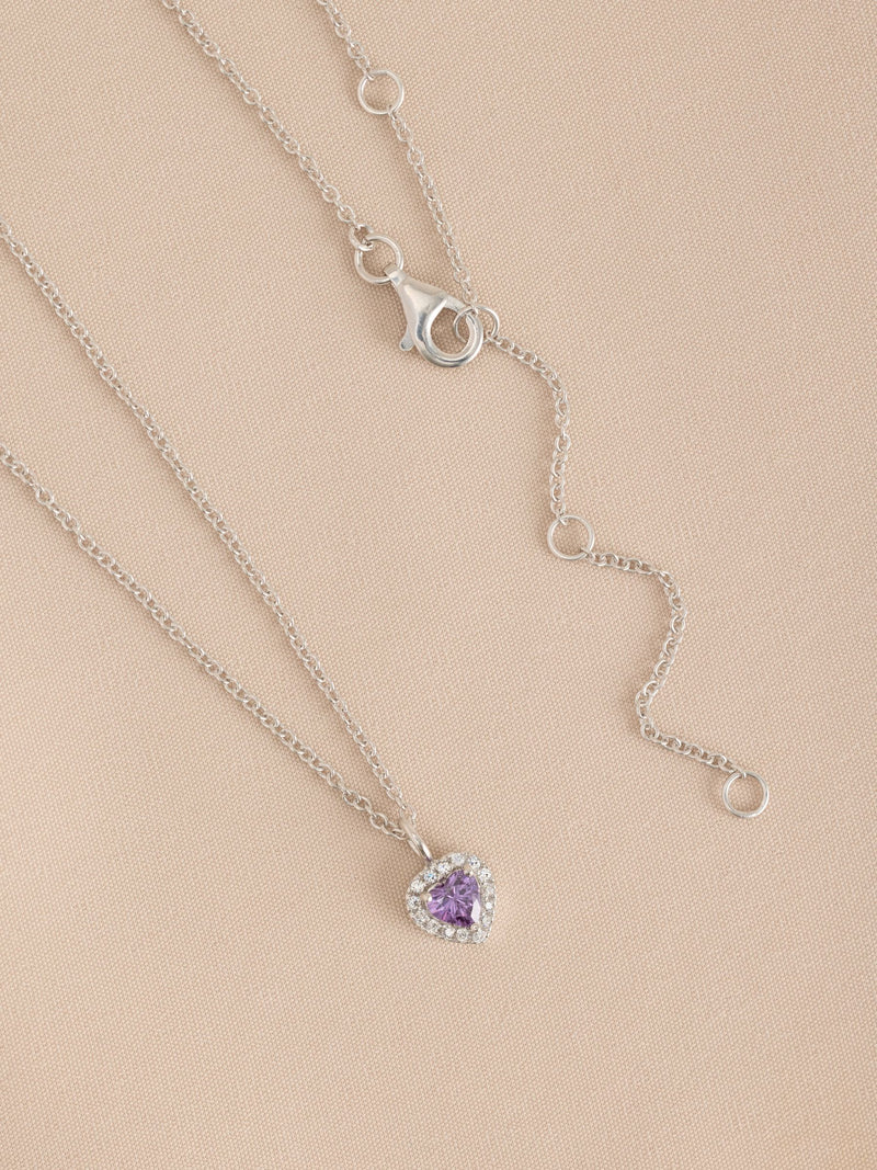 Sterling silver heart pendant necklace with cubic zirconia, UK version