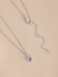 Sterling silver heart pendant necklace with cubic zirconia, UK version