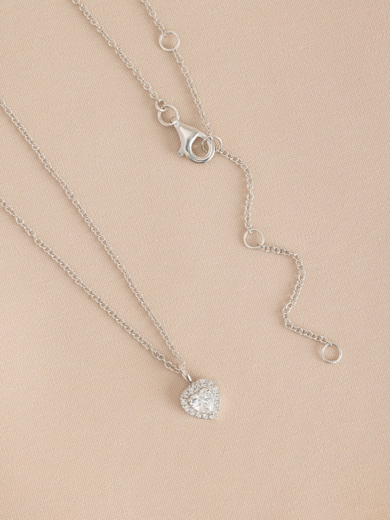 Sterling silver heart pendant necklace with cubic zirconia, UK version