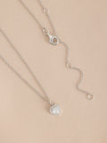 Sterling silver heart pendant necklace with cubic zirconia, UK version