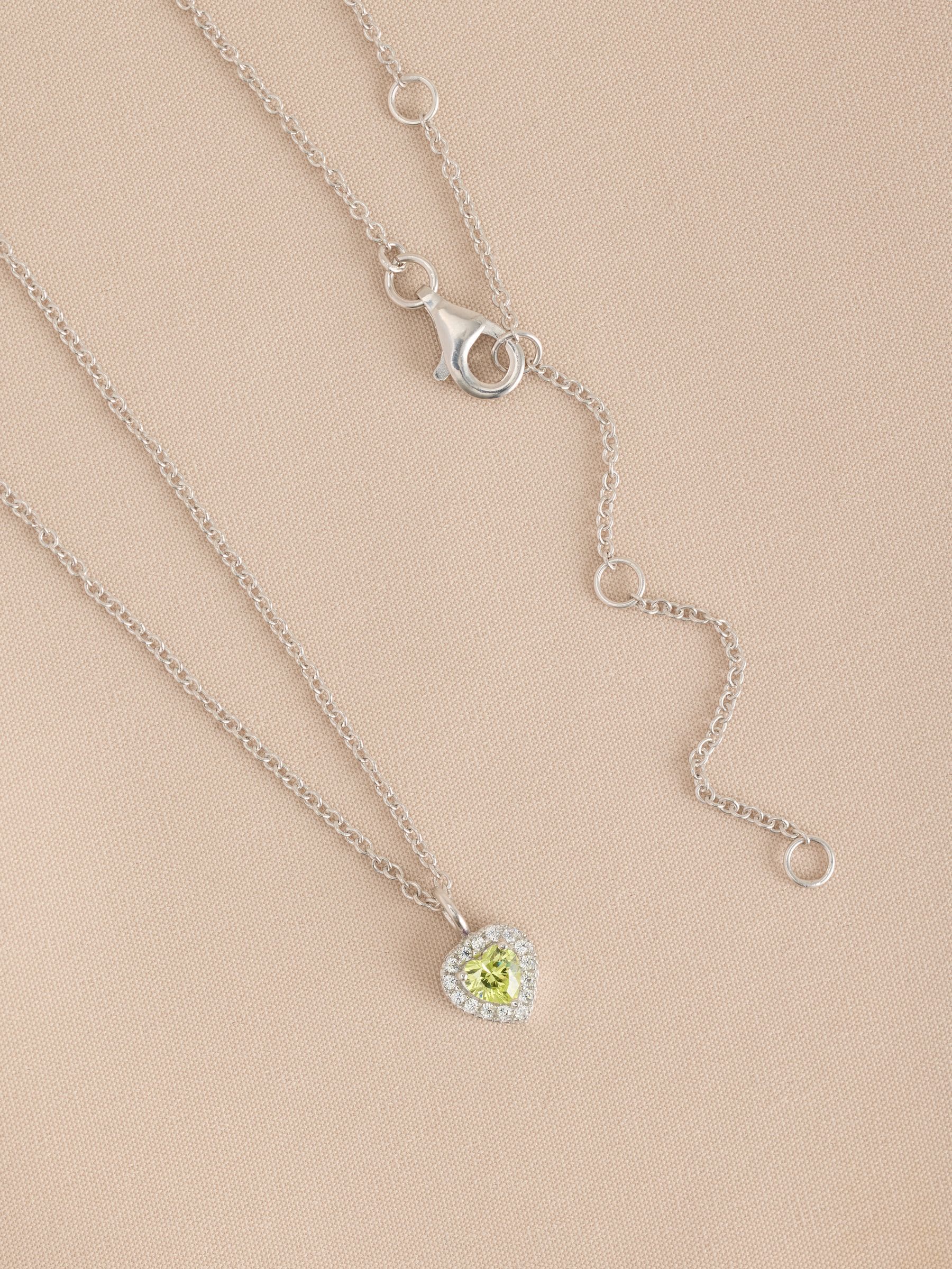 Sterling silver heart pendant necklace with cubic zirconia, UK version