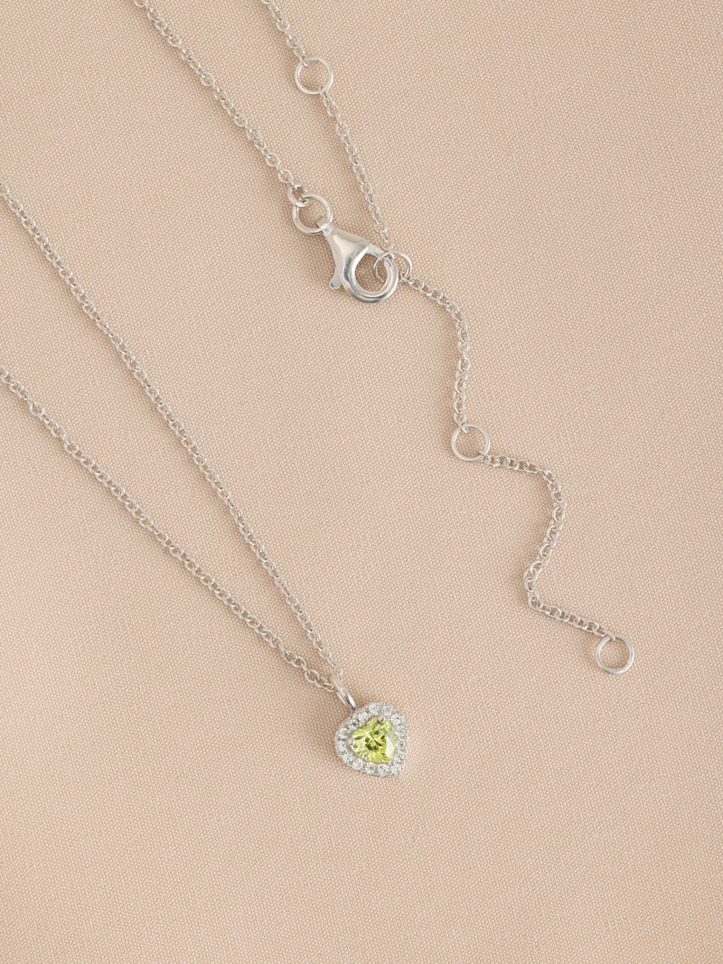 Sterling silver heart pendant necklace with cubic zirconia, UK version