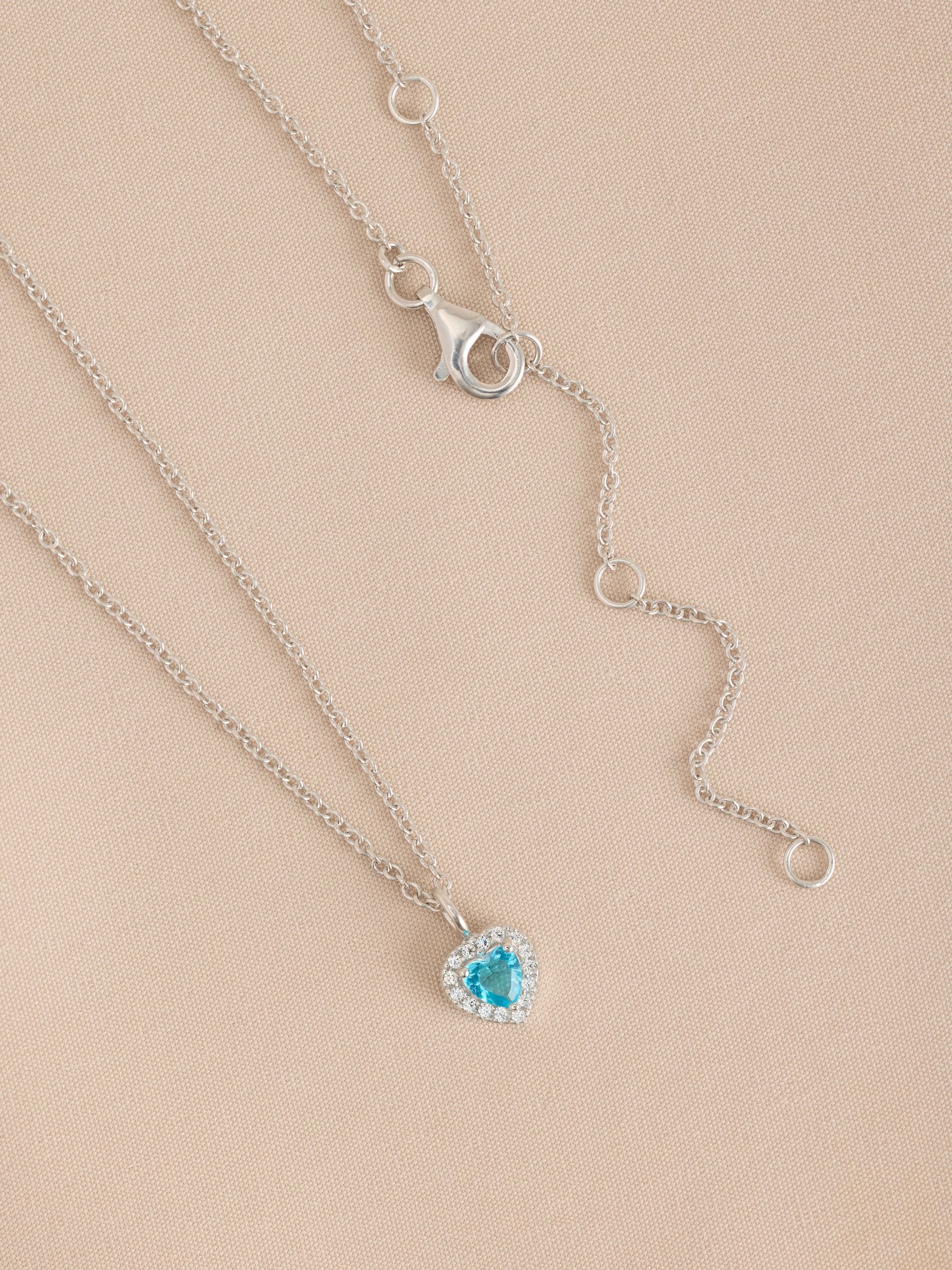 Sterling silver heart pendant necklace with cubic zirconia, UK version